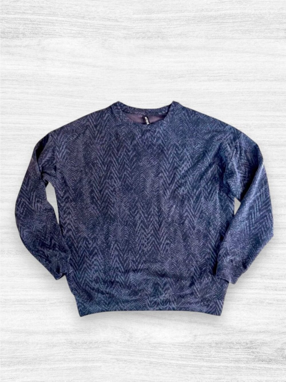 ATHLETA Studio to Street Print Chevron Crewneck Sweatshirt Blue Gray Womens S